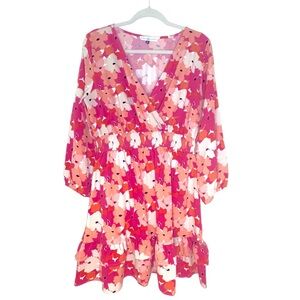 Michelle McDowell Floral V-Neck Long Sleeved Dress